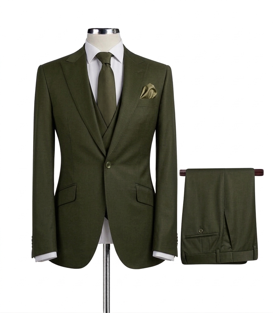 3 Piece Peak Lapel One Button with Double Breast Vest