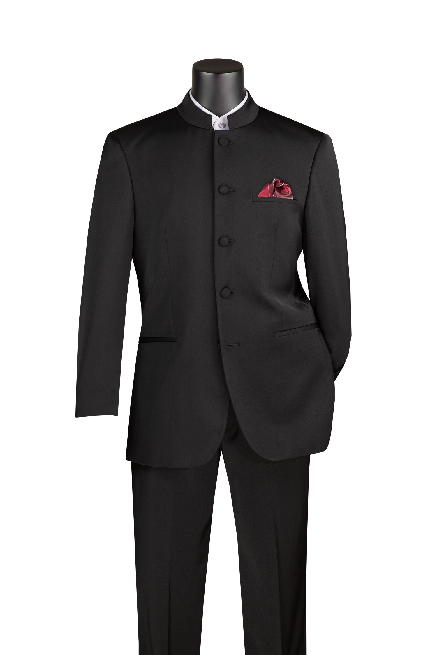 2 Piece Regular Fit Banded Collar Men's Suit