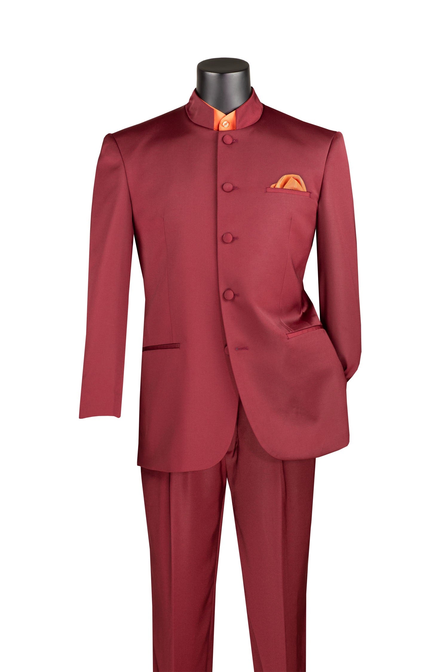 2 Piece Regular Fit Banded Collar Men's Suit