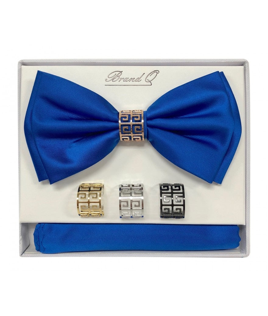 Bow Tie and Pocket Square Set with Rings