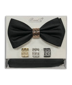Bow Tie and Pocket Square Set with Rings M & R Clothing