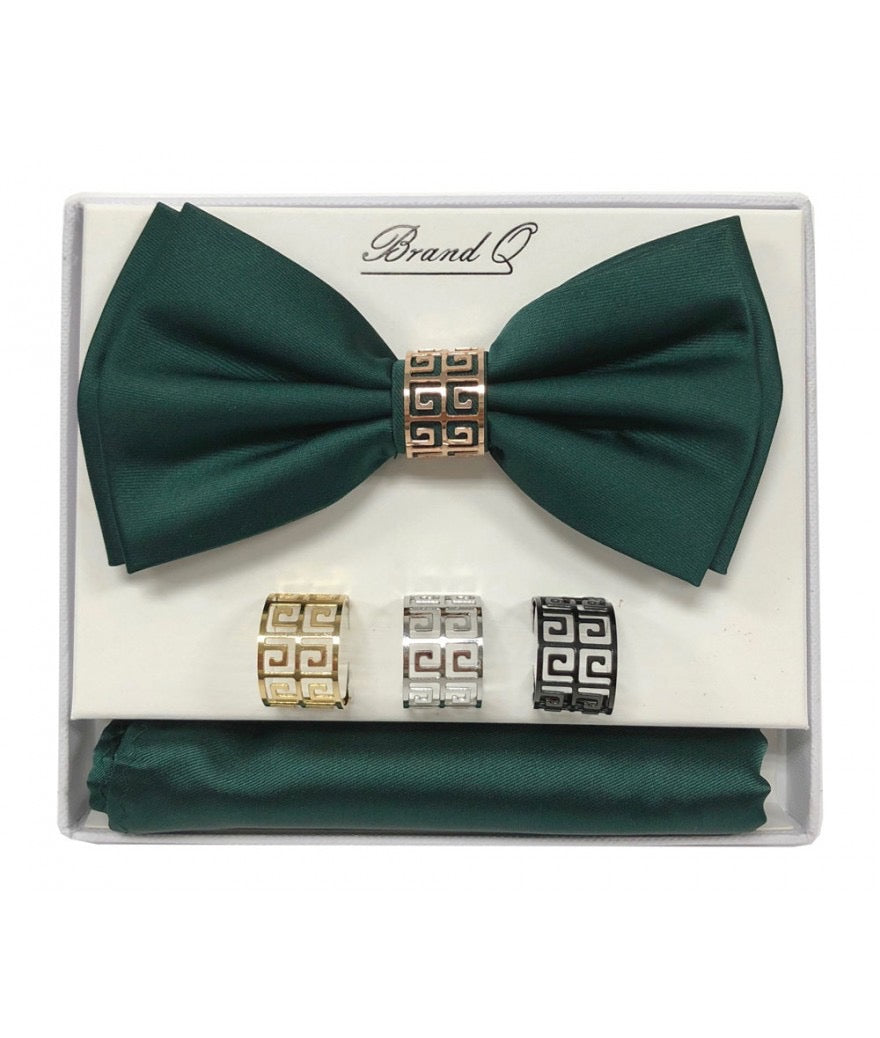 Bow Tie and Pocket Square Set with Rings
