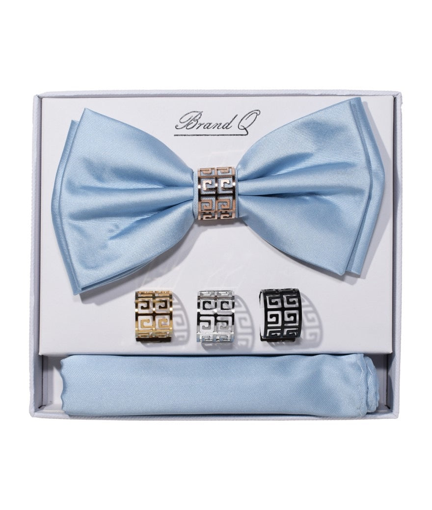 Bow Tie and Pocket Square Set with Rings