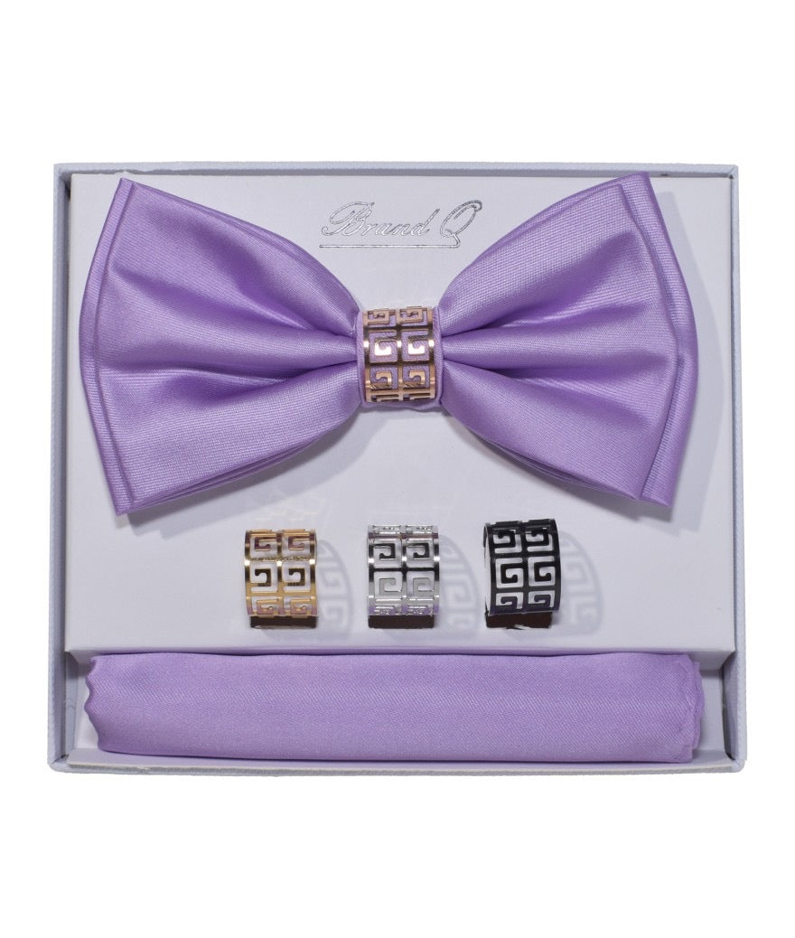 Bow Tie and Pocket Square Set with Rings