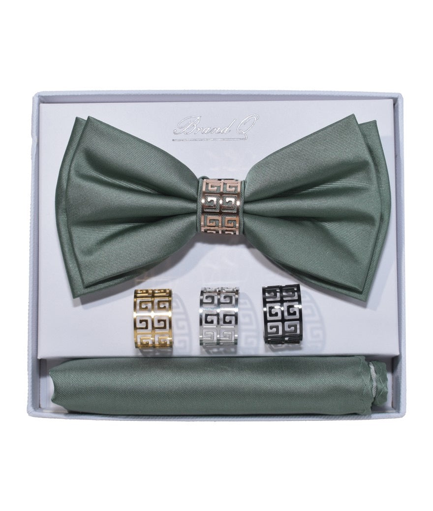 Bow Tie and Pocket Square Set with Rings