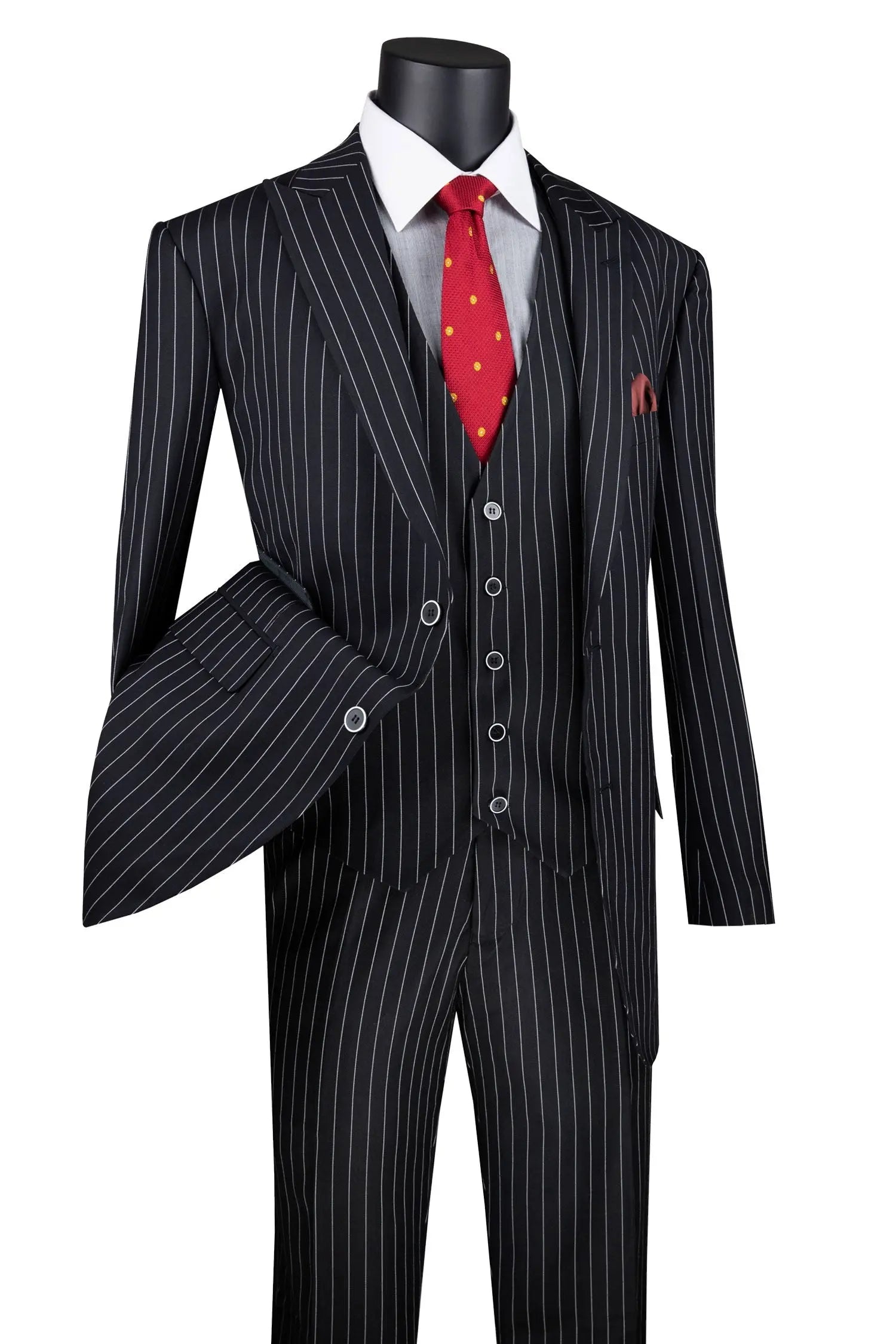 Men's 3-Piece Regular Fit Bold Pinstripe Suit M & R Clothing