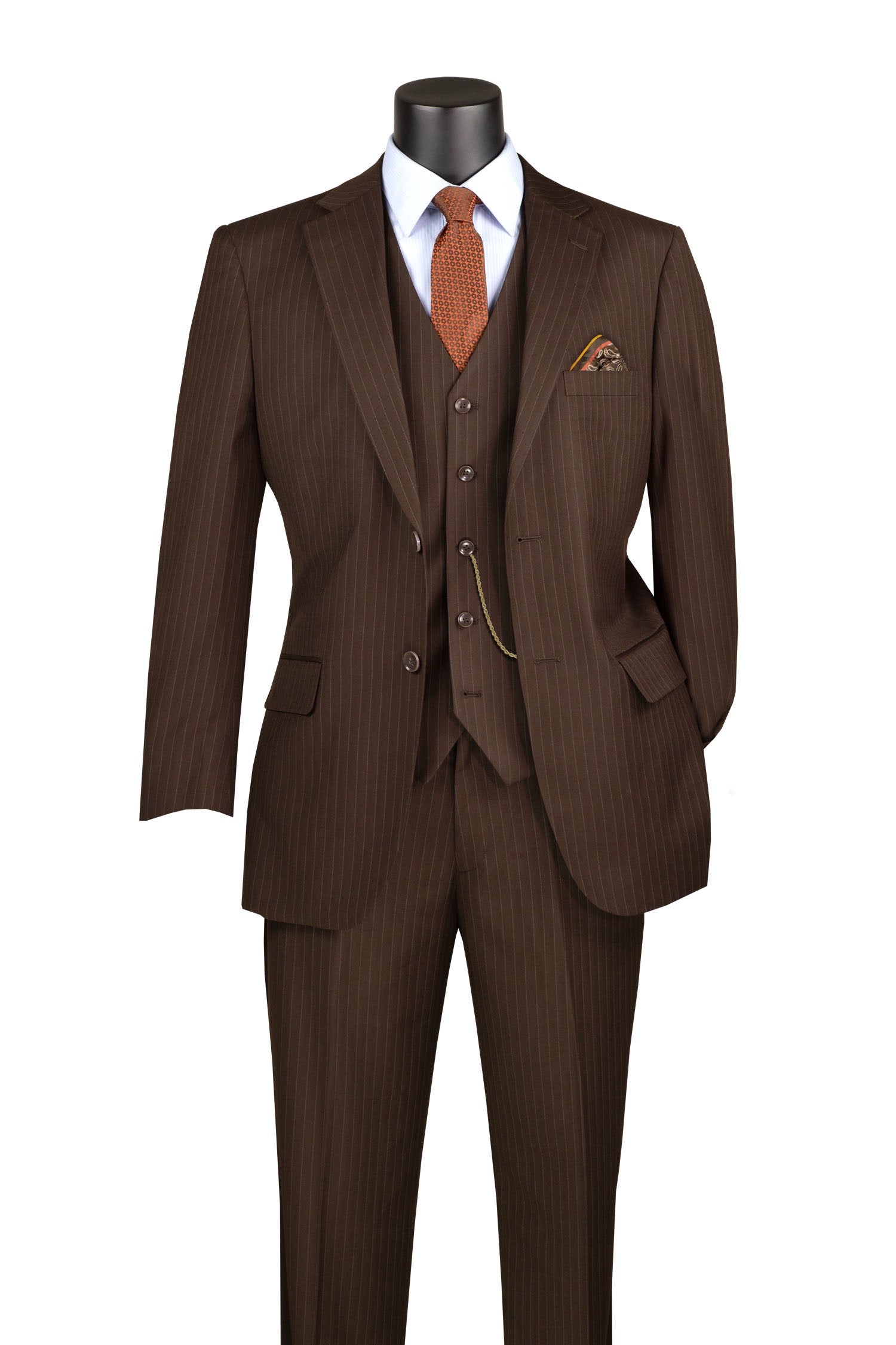 3-Piece Regular Fit Business Stripe Men's Suit