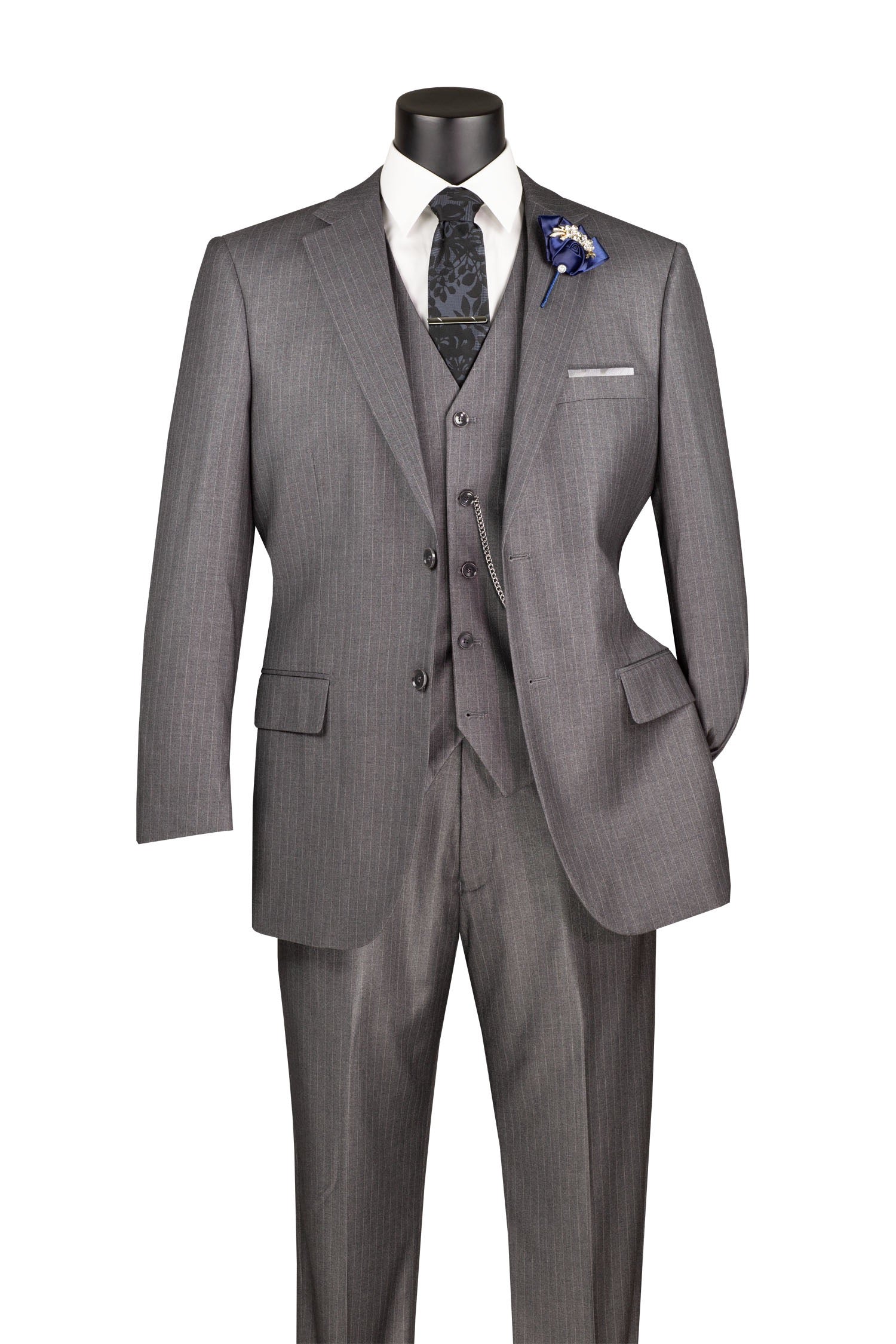 3-Piece Regular Fit Business Stripe Men's Suit