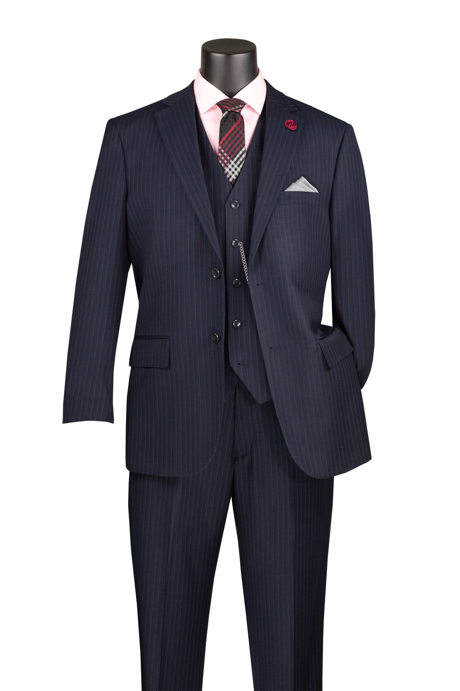 3-Piece Regular Fit Business Stripe Men's Suit