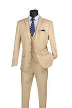Men's 3-Piece Slim Fit Tuxedo Suit with Satin Trim — Jacket, Vest & Pants M & R Clothing