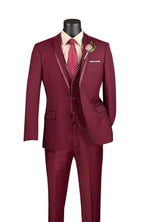 Men's 3-Piece Slim Fit Tuxedo Suit with Satin Trim — Jacket, Vest & Pants M & R Clothing
