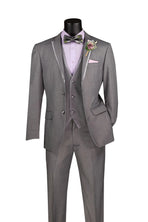 Men's 3-Piece Slim Fit Tuxedo Suit with Satin Trim — Jacket, Vest & Pants M & R Clothing
