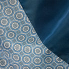 Close-up of blue and white patterned fabric