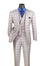 Plaid suit with a blue shirt and tie on a mannequin against a white background