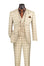 Beige plaid suit on a mannequin with a white background