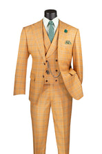 Yellow plaid suit on a mannequin with a white background