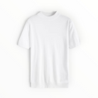 A plain white short-sleeve crewneck t-shirt displayed flat against a clean white background.