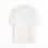 A short-sleeve ribbed knit mock neck sweater in off-white, displayed flat against a clean white background.