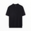 A black short-sleeve ribbed knit t-shirt with a mock neck, displayed flat against a plain white background.