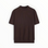 A dark brown ribbed short-sleeve knit top with a crew neck, displayed flat against a plain white background.