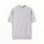 A light gray ribbed short-sleeve knit top with a crew neck, displayed flat against a clean white background.