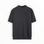 A dark charcoal gray ribbed short-sleeve knit sweater with a mock neck, displayed flat against a clean white background.
