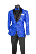Men's Slim Fit Embroidery Blazer with Bowtie | Shawl Lapel Tuxedo Jacket M & R Clothing