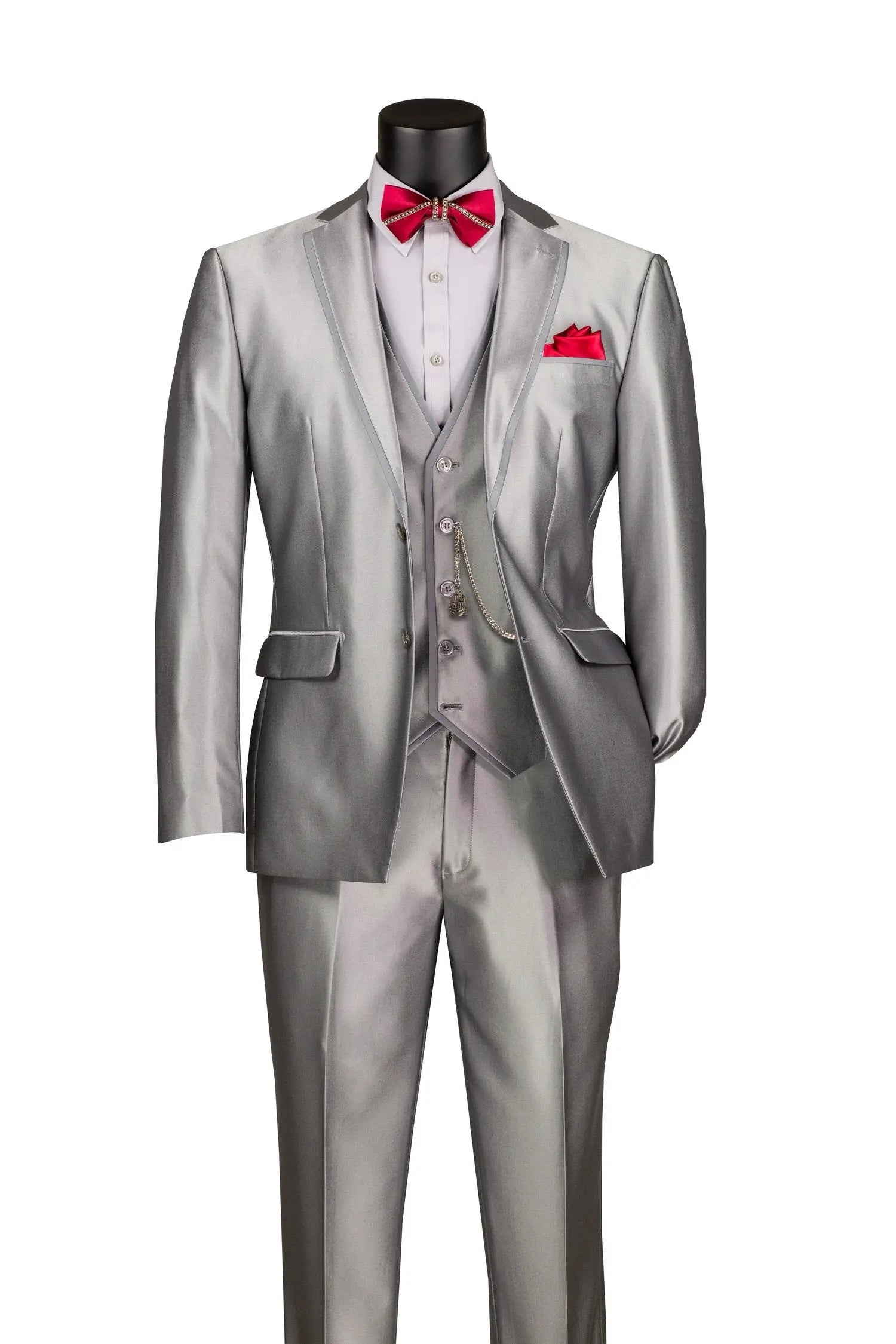 Men's 3-Piece Slim Fit Satin Tuxedo Suit with Satin Trim M & R Clothing