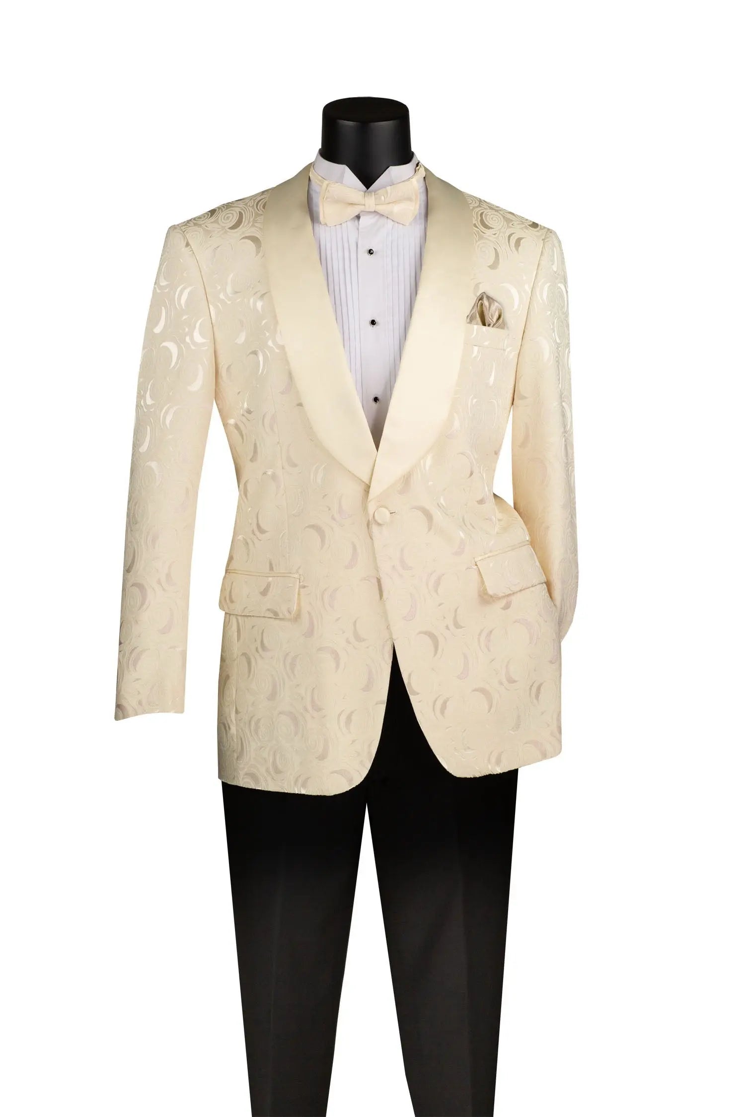 Men's Regular Fit Floral Jacquard Blazer with Bow Tie M & R Clothing