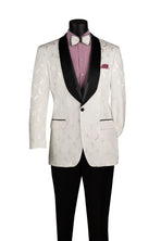 Men's Regular Fit Floral Jacquard Blazer with Bow Tie M & R Clothing
