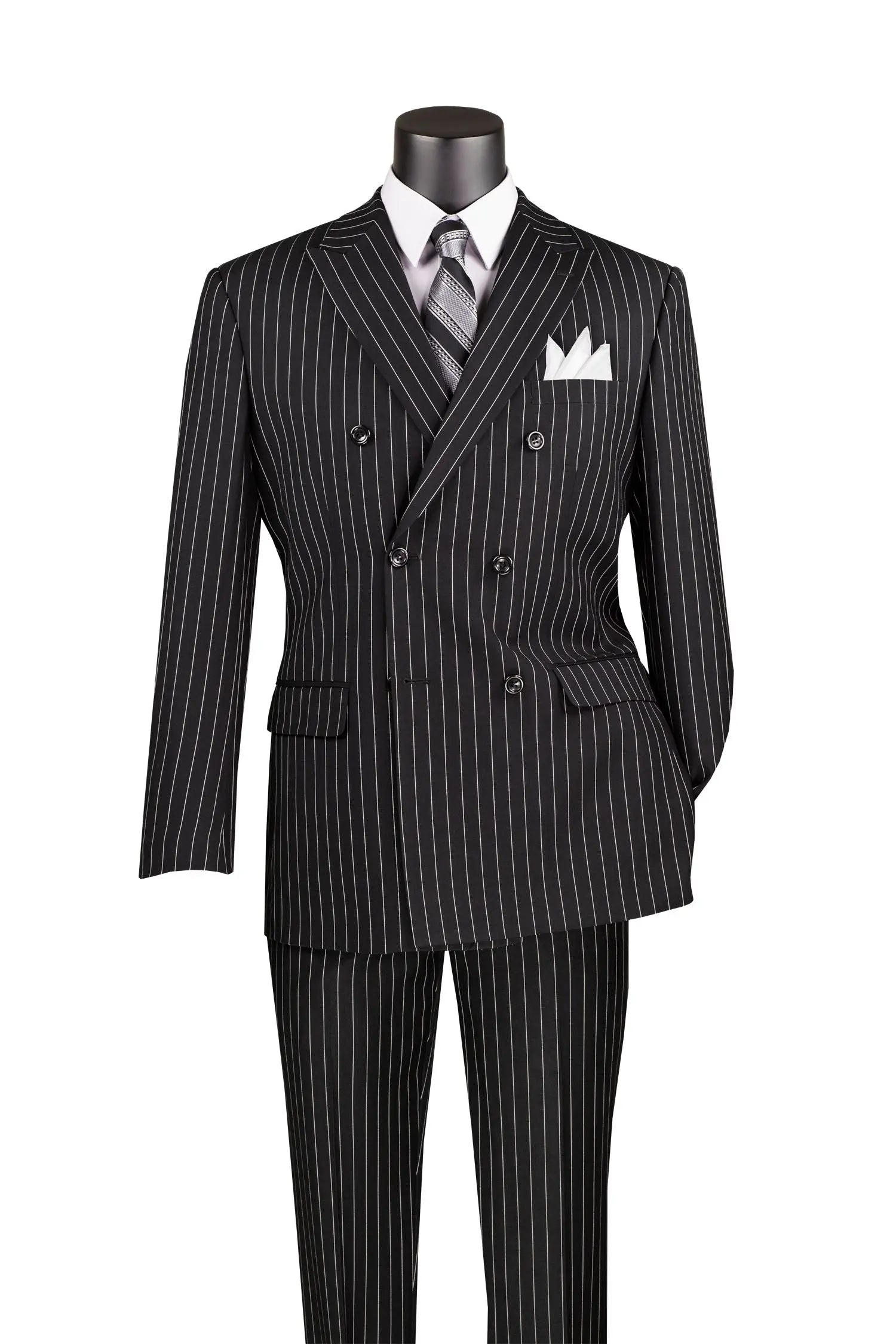 Men's Double Breasted Pinstripe Suit M & R Clothing  M & R Clothing
