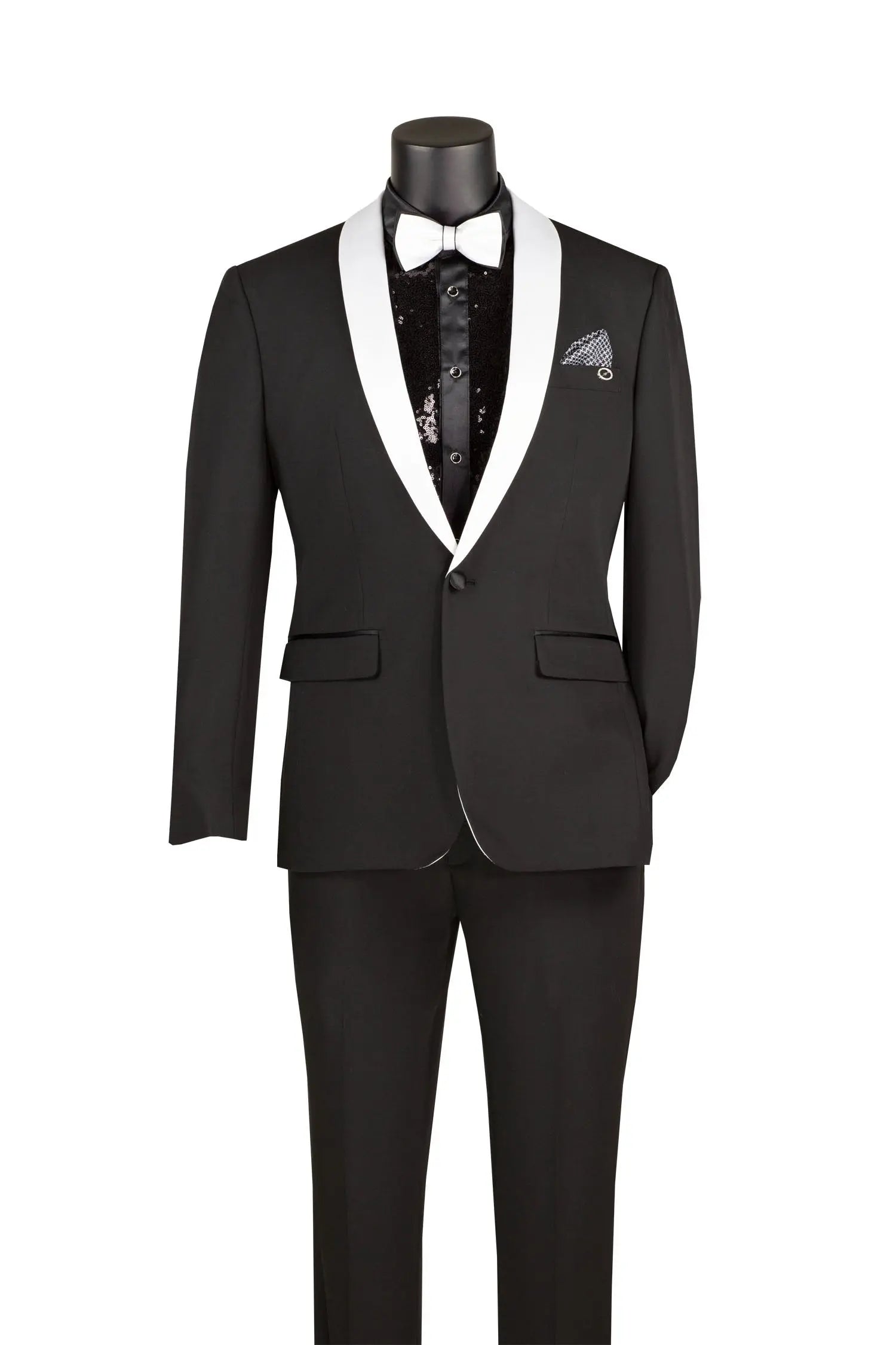 Slim Fit Shawl Collar 2 Piece with Matching Bow Tie M & R Clothing  M & R Clothing Mens-Tuxedos