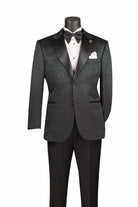 Men's Regular Fit Floral Jacquard Blazer with Bow Tie M & R Clothing  M & R Clothing Mens-Tuxedos