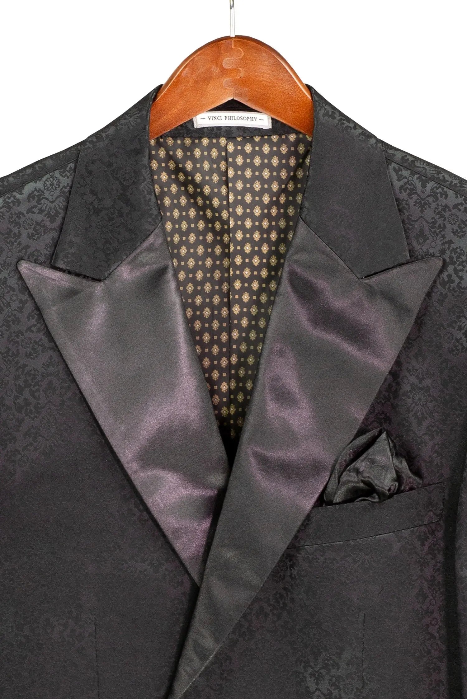 Men's Regular Fit Floral Jacquard Blazer with Bow Tie M & R Clothing  M & R Clothing Mens-Tuxedos