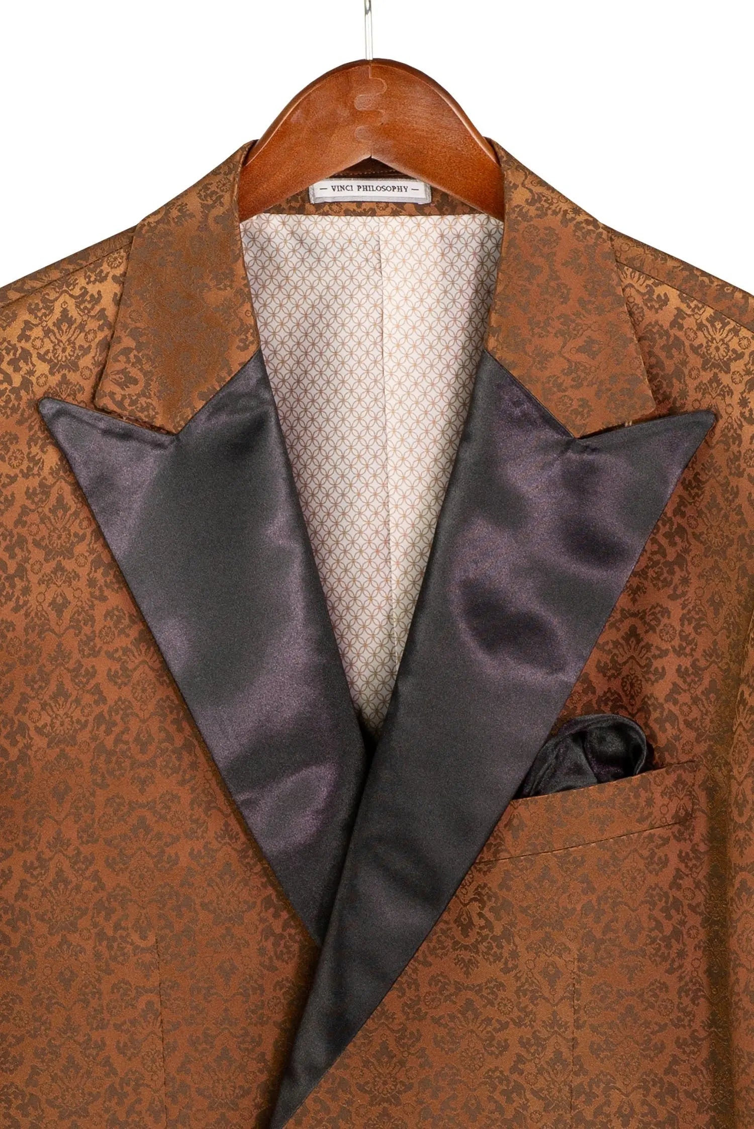 Men's Regular Fit Floral Jacquard Blazer with Bow Tie M & R Clothing  M & R Clothing Mens-Tuxedos