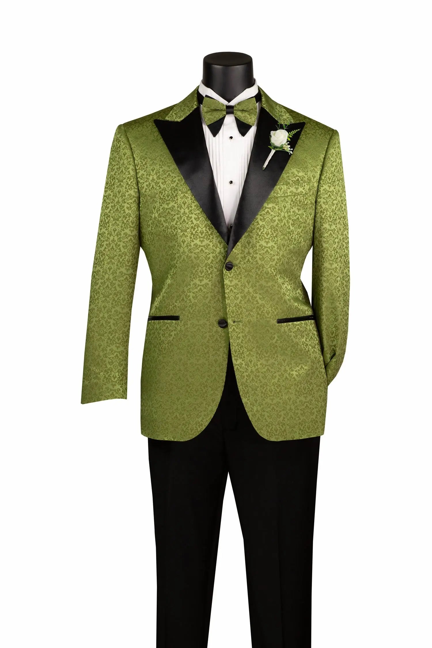 Men's Regular Fit Floral Jacquard Blazer with Bow Tie M & R Clothing  M & R Clothing Mens-Tuxedos