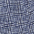 A close-up of a blue and white plaid fabric texture.