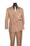 Beige suit with matching jacket and pants on a mannequin against a white background