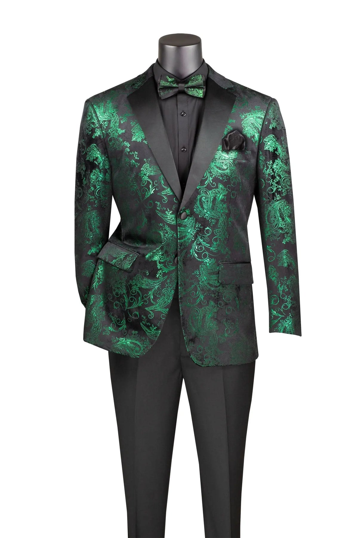 Men's Modern Fit Foil Paisley Velvet Blazer M & R Clothing  M & R Clothing Mens-Tuxedos