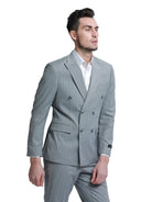 2-Piece Slim Fit Pinstripe Double Breast Suit Tazzio