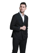 2-Piece Slim Fit Pinstripe Double Breast Suit Tazzio