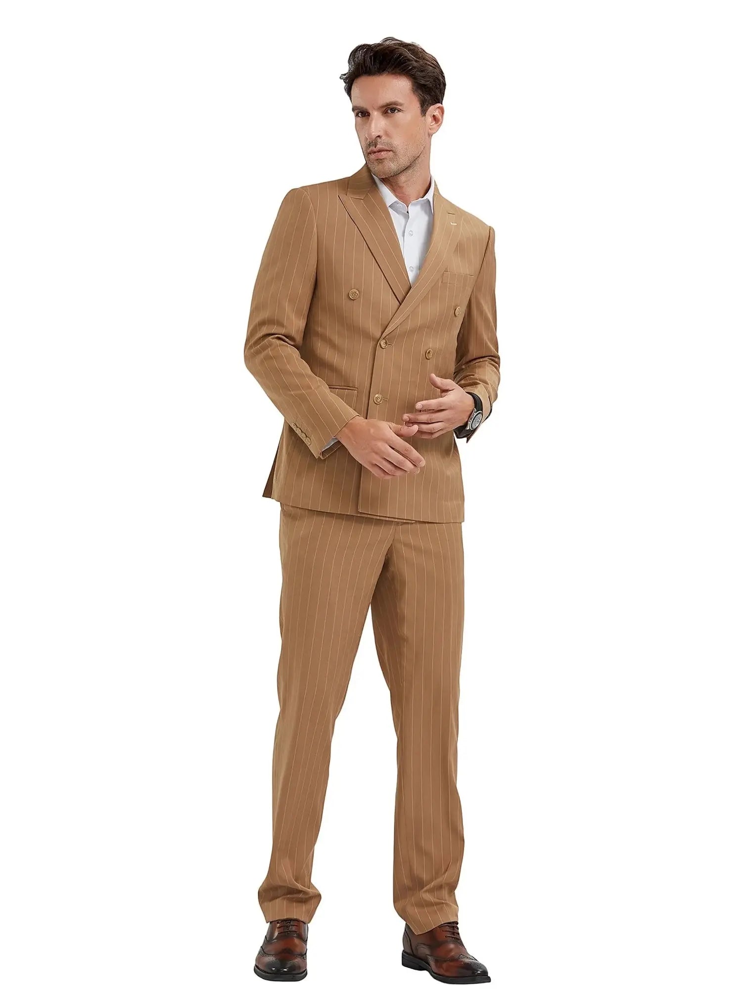 2-Piece Slim Fit Pinstripe Double Breast Suit Tazzio