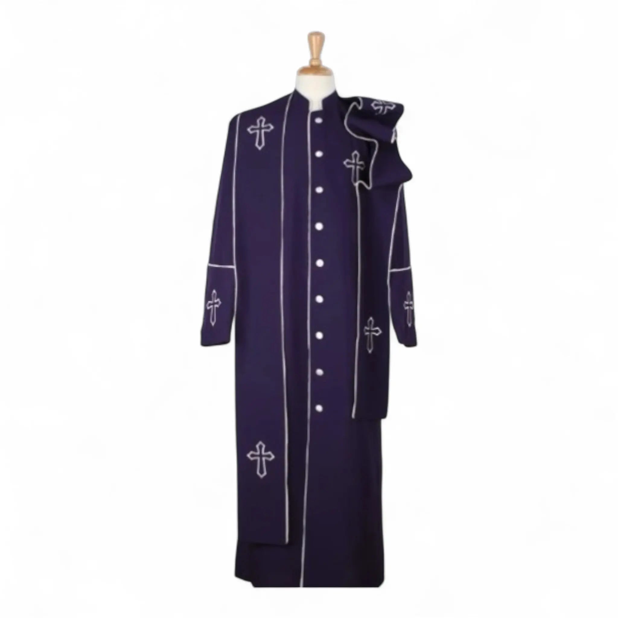 Men’s Cassock Style Clergy Robe with Stole M & R Clothing  M & R Clothing Clergy