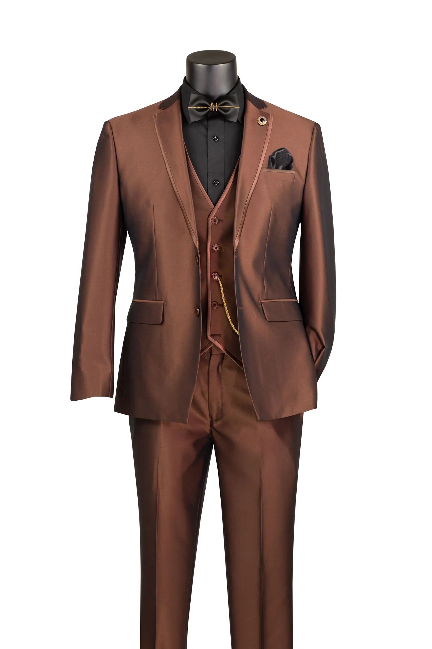 Men's 3-Piece Slim Fit Satin Tuxedo Suit with Satin Trim M & R Clothing  M & R Clothing Mens-Tuxedos
