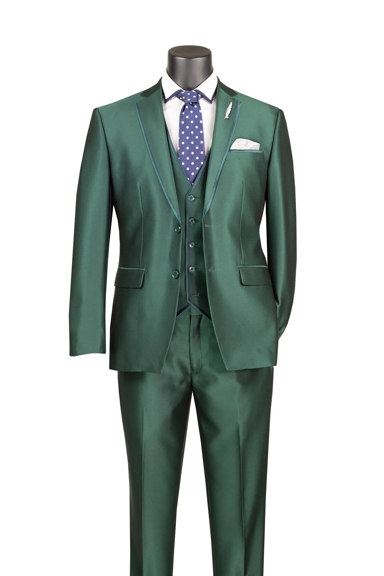 Men's 3-Piece Slim Fit Satin Tuxedo Suit with Satin Trim M & R Clothing  M & R Clothing Mens-Tuxedos