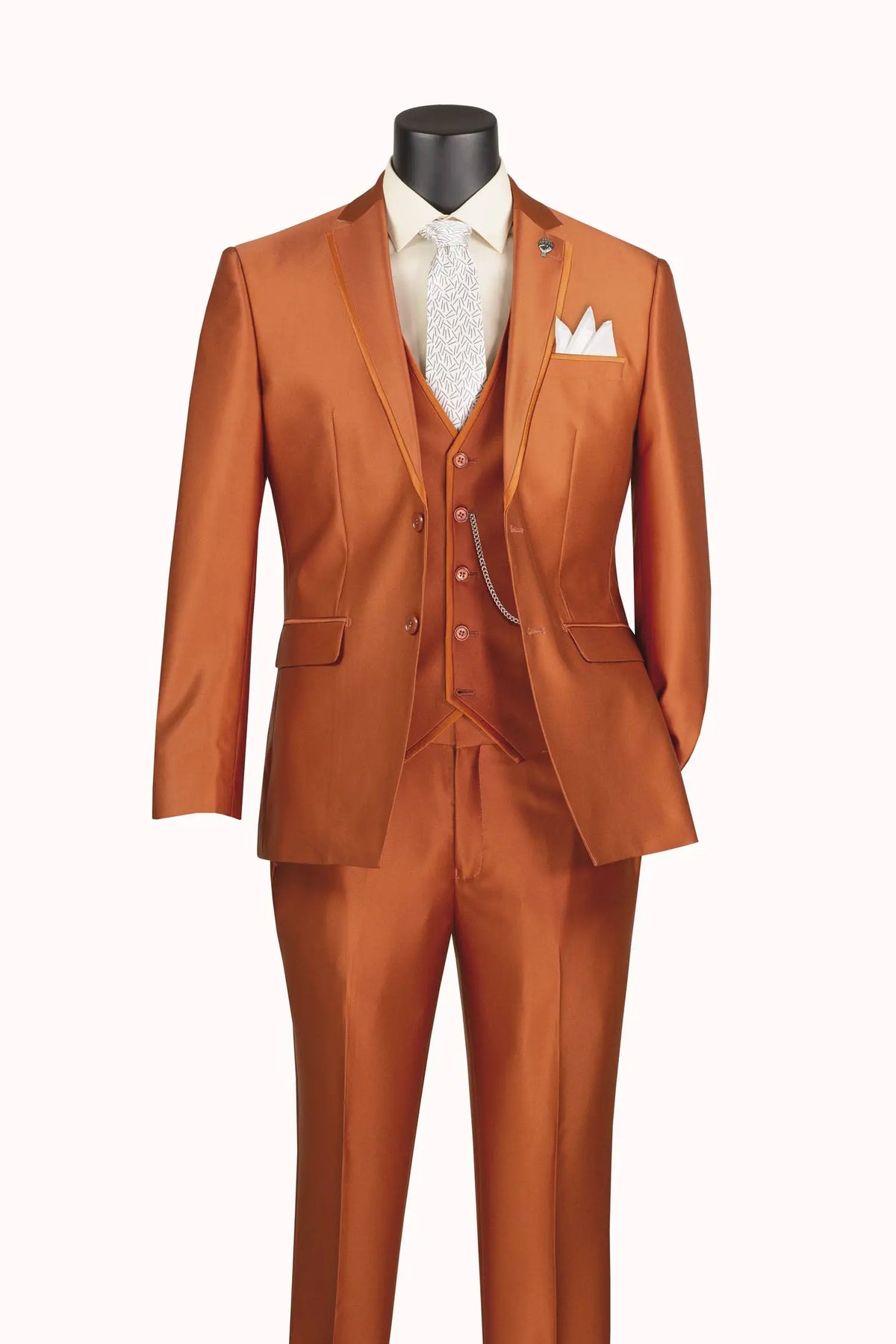 Men's 3-Piece Slim Fit Satin Tuxedo Suit with Satin Trim M & R Clothing  M & R Clothing Mens-Tuxedos