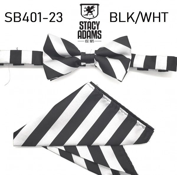 Stacy Adams Stripe Wedding Bow Tie Set