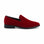Red velvet loafer shoe on a white background