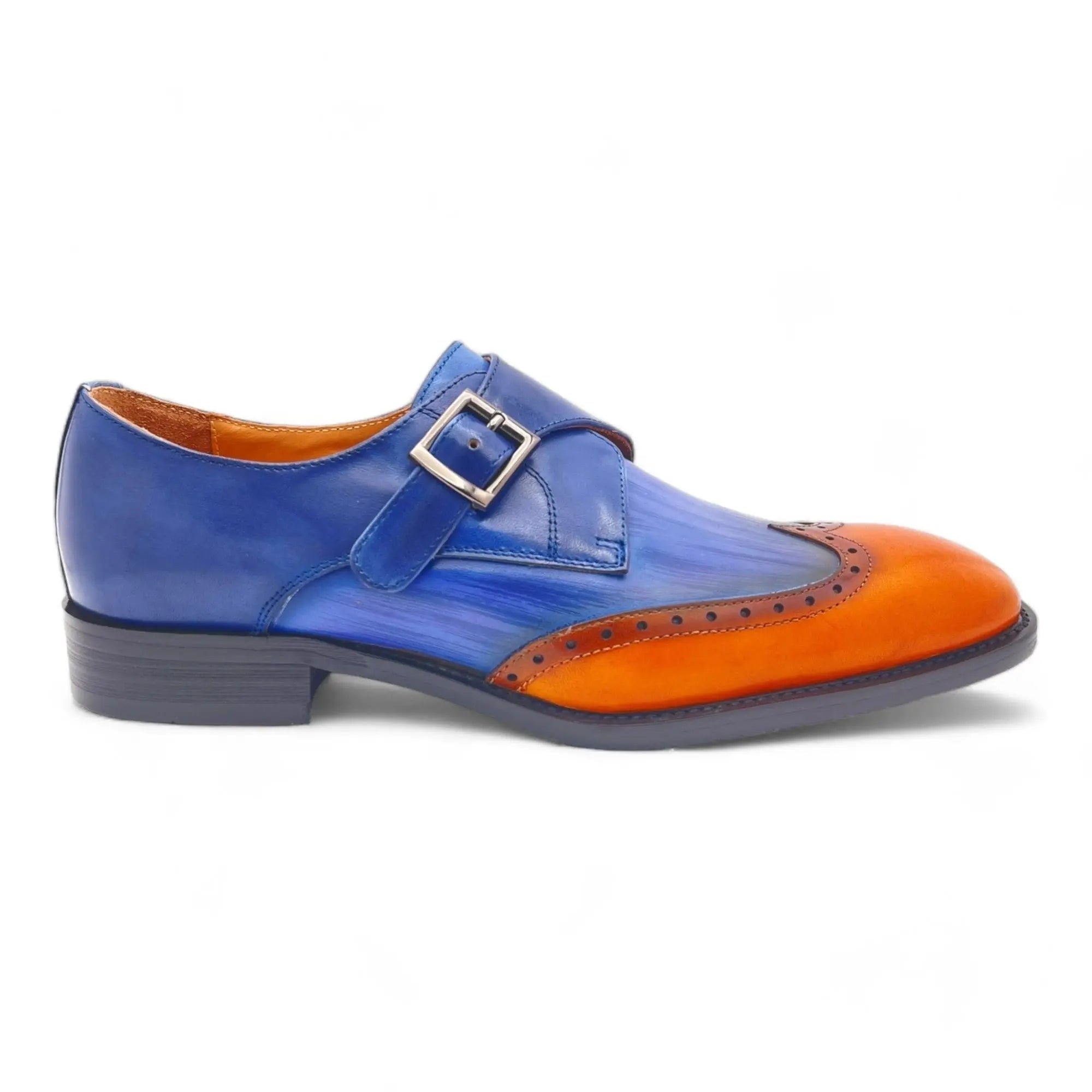 blue and brown mens dress shoes Handmade men brown and blue dress shoes, brogue leather formal shoes for mens