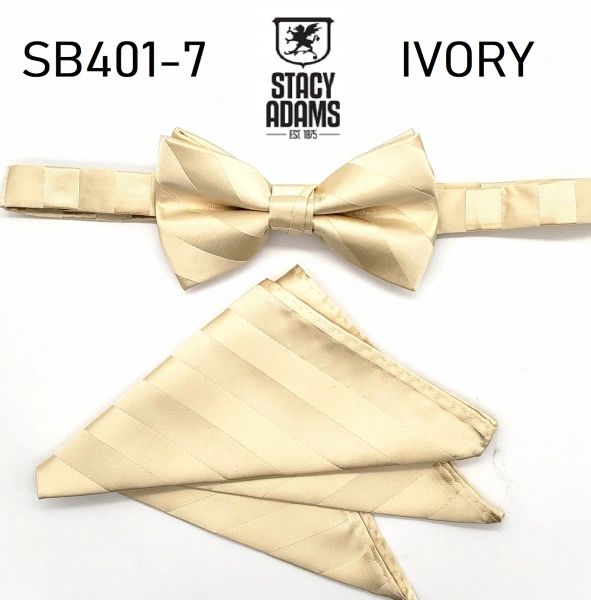 Stacy Adams Stripe Wedding Bow Tie Set